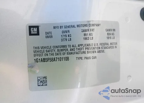 2010 Chevrolet Cobalt Ls z USA, uszkodzony, nr VIN 1G1AB5F58A7101108